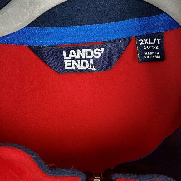 Lands’ End Men's Quarter Zip Fleece Jacket - 2XLT - Red - New - Picture 4 of 4